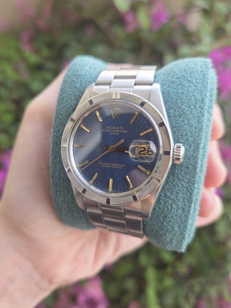 Rare Blue Dial Datejust 34mm Ref 1501 (Category: Luxury Watches) located in Caloocan City. Submitted by wristworthyph (Listing ID 1465422320, Image 3). Description: Rolex Rare Blue Dial OP Date 34mm Ref 1501 Year 1976 Rare blue dial Gold indices 34mm Mint condition P225K only With authenticated papers Replacement box included First to DP gets the watch Message for viewings and details Kapitolyo, Pasig City Meet ups in BGC, Estancia or Greenhills 