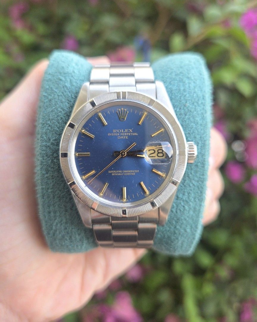 Rare Blue Dial Datejust 34mm Ref 1501 (Category: Luxury Watches) located in Caloocan City. Submitted by wristworthyph (Listing ID 1465422320, Image 1). Description: Rolex Rare Blue Dial OP Date 34mm Ref 1501 Year 1976 Rare blue dial Gold indices 34mm Mint condition P225K only With authenticated papers Replacement box included First to DP gets the watch Message for viewings and details Kapitolyo, Pasig City Meet ups in BGC, Estancia or Greenhills 