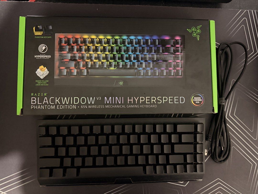 Razer BlackWidow V3 Mini HyperSpeed Phantom Edition Keyboard (Category: Computer Keyboard) located in Cainta. Submitted by kenarceno (Listing ID 1465448284, Image 3). Description: ⌨️ RAZER BLACKWIDOW V3 MINI HYPERSPEED – PHANTOM EDITION • Yellow Switch • 65% Mechanical Keyboard • No warranty 🎁 FREE Acrylic Keyboard Cover 📍 Pick-up only: Cainta / Uptown Mall ⚡ First come, first served! 📌 RFS: Quitting Razer .