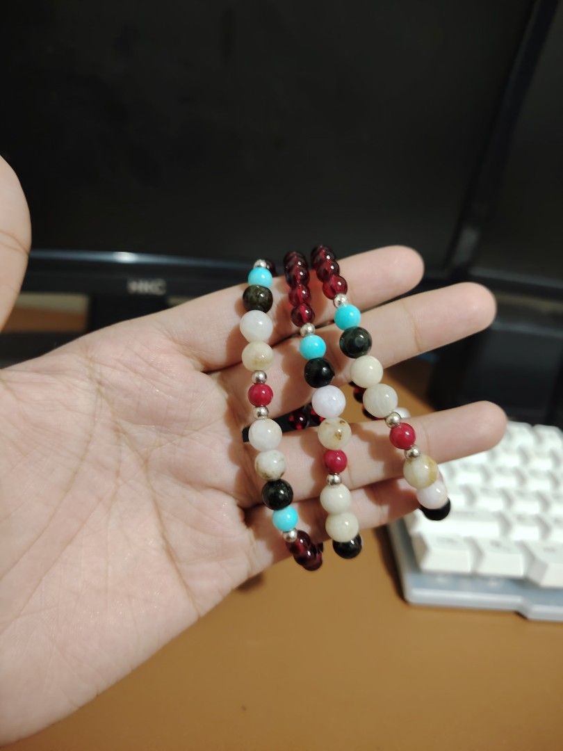 Real Jade / Multicolor gemstone beaded bracelets (Category: Bracelets) located in Caloocan City. Submitted by cherishedfinds (Listing ID 1465456992, Image 1). Description: - With Natural Real Jade Stone - 99 each 💠 2 for 180 💠 3 for 250 - Take all (5pcs) for 400 - Note: Some beads may have slight imperfections in shape, roundness, or surface details. These are normal characteristics. - Spent 500, get a freebie 🎁 You may add items from my other