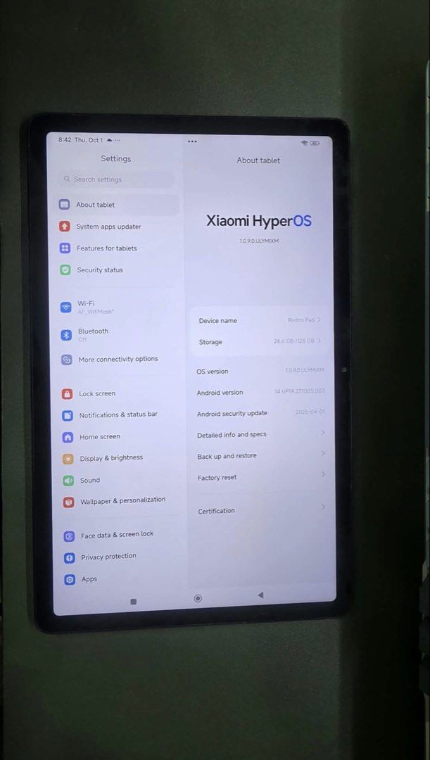 Redmi Pad 128gb (Category: Android) located in Manila. Submitted by flicker_33 (Listing ID 1465517655, Image 1). Description: Display: 10.61” IPS LCD Display 90Hz Refresh Rate Processor: Mediatek Helio G99 / 6nm Up to 2.2 GHz Octacore Rear Camera: 8 MP Front Camera: 8 MP (105° FOV with FocusFrame) Battery: 8000 mAh 18W Fast Charging.