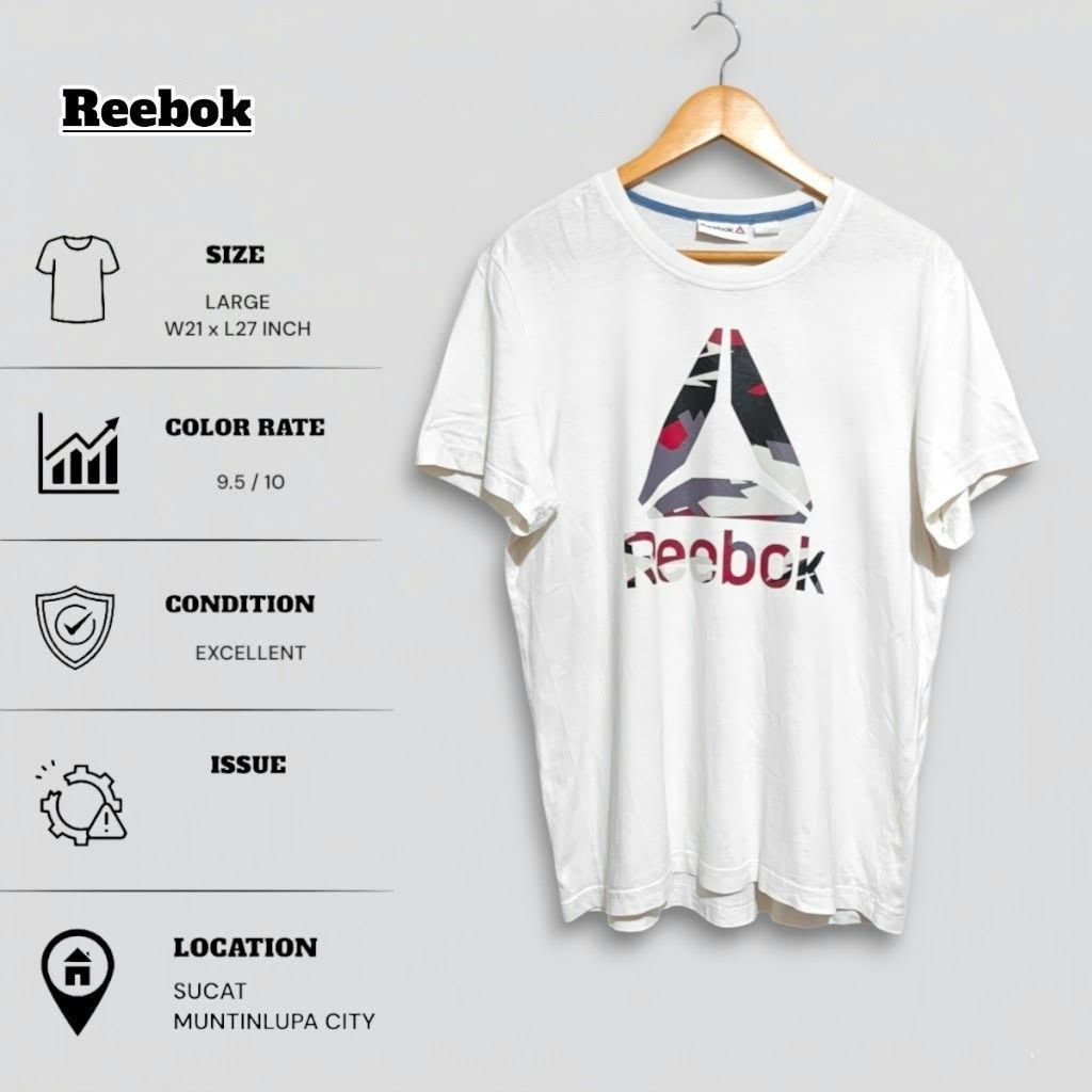 REEBOK TSHIRT (Category: Tshirts & Polo Shirts ) located in Muntinlupa City. Submitted by nofame12 (Listing ID 1465393110, Image 1). Description: PLEASE CHECK THE DETAILS OF THE ITEM KN FIRST PHOTO. LOCATION - SUCAT MUNTINLUPA CITY.
