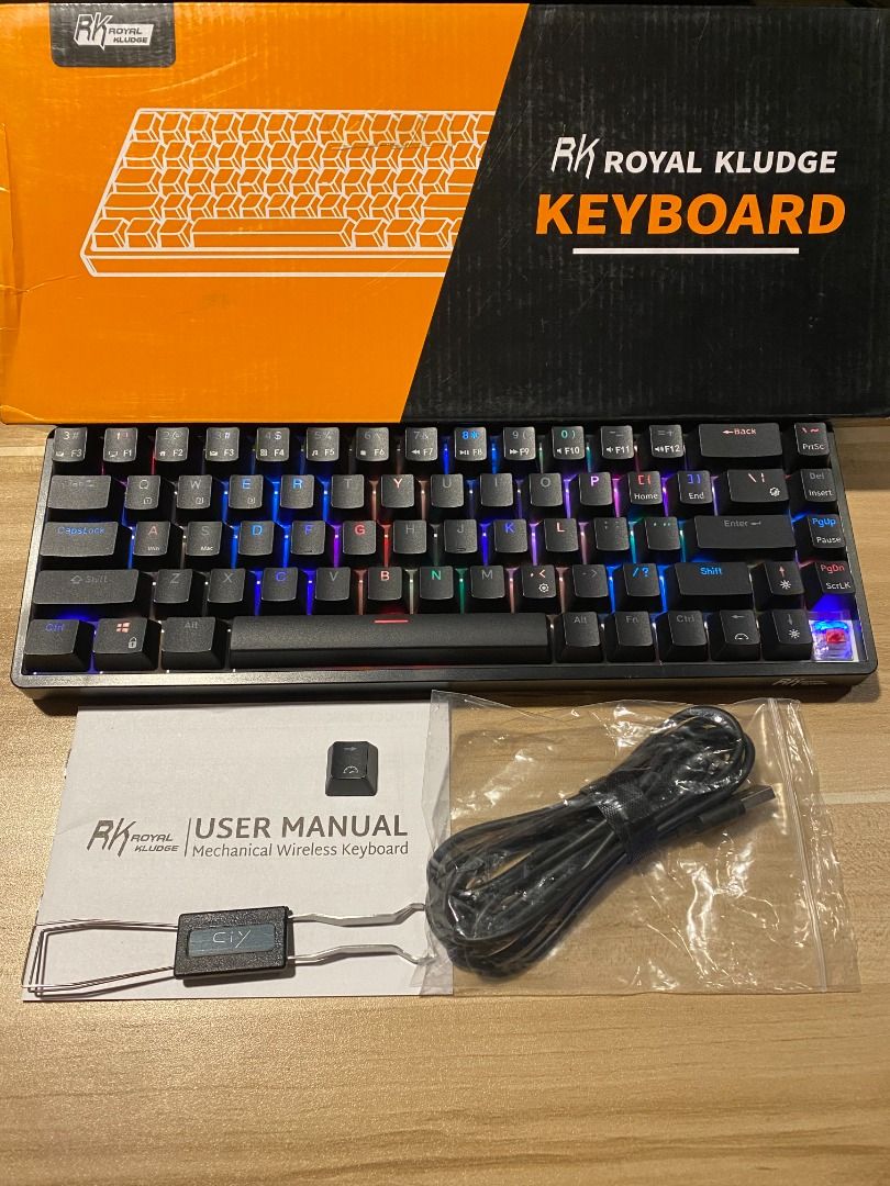 RK ROYAL KLUDGE RKG68 Black Red Switch (Category: Computer Keyboard) located in Quezon City. Submitted by projectzeroo26 (Listing ID 1465499212, Image 1). Description: - Model: RK Royal Kludge RK-G68 Mechanical Wireless Keyboard - Color: Sleek black chassis with customizable RGB backlighting - Condition: Excellent, fully tested and functional (software connection verified) - Inclusions: Original box, USB cable, user manual, keycap puller, and ext