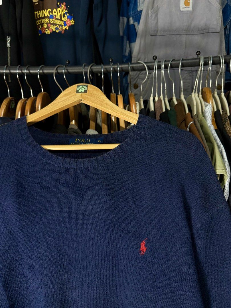 RL Red Pony Knitted Crewneck Navy (Category: Coats, Jackets and Outerwear) located in Manila. Submitted by whowearsstreetwear (Listing ID 1465431715, Image 3). Description: RL Red Pony Crewneck Knitted Navy (Authentic) - Size: Large - XL fit (measurements in inches) W - 23.5 L - 29.5 Condition: Excellent Flaw/s: none + shipping fee Location: Manila (Near UST).