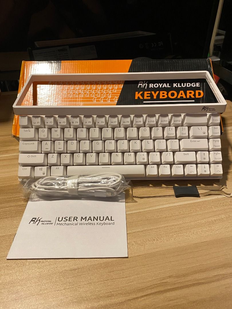 Royal Kludge RK-G68 Mechanical Wireless Keyboard White (Category: Computer Keyboard) located in Quezon City. Submitted by projectzeroo26 (Listing ID 1465499352, Image 2). Description: - Model: Royal Kludge RK-G68 Wireless Mechanical Keyboard - Color: Clean White with matching white keycaps - Layout: Compact 65% space-saving design - Inclusions: Original box, USB charging cable, user manual, and keycap puller - Condition: Tested, clean, and 100% r