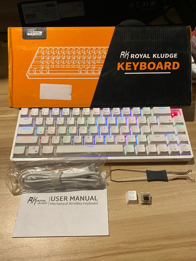 Royal Kludge RK-G68 Mechanical Wireless Keyboard White (Category: Computer Keyboard) located in Quezon City. Submitted by projectzeroo26 (Listing ID 1465499352, Image 1). Description: - Model: Royal Kludge RK-G68 Wireless Mechanical Keyboard - Color: Clean White with matching white keycaps - Layout: Compact 65% space-saving design - Inclusions: Original box, USB charging cable, user manual, and keycap puller - Condition: Tested, clean, and 100% r