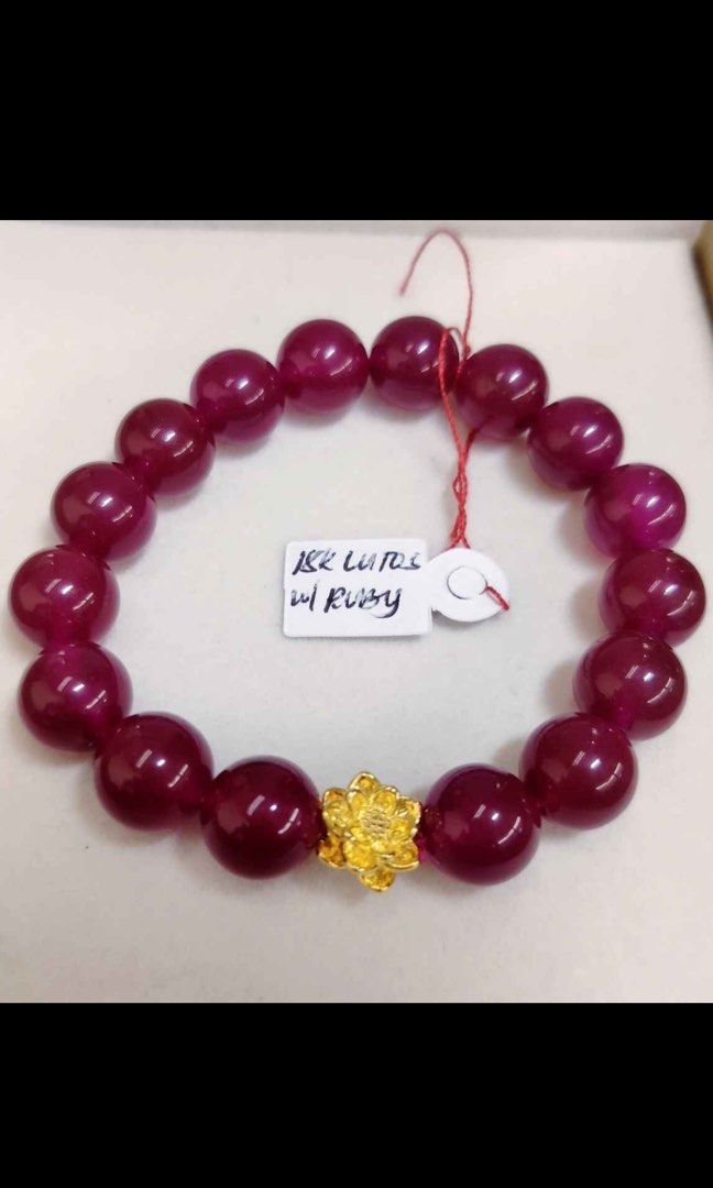 Ruby Bracelet with 18k Lotus Flowers Charm (Category: Bracelets) located in Pasig City. Submitted by racmantomara31 (Listing ID 1465397226, Image 1). Description: .