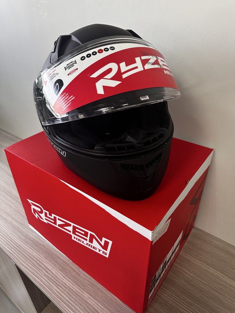 Ryzen Full face motorcycle helmet (black) size large (Category: Body Parts and Accessories) located in Pasig City. Submitted by mae_detoito (Listing ID 1465499326, Image 1). Description: Brand new Full face helmet Size Large Shipping from Bacoor Cavite Lalamove shipping .