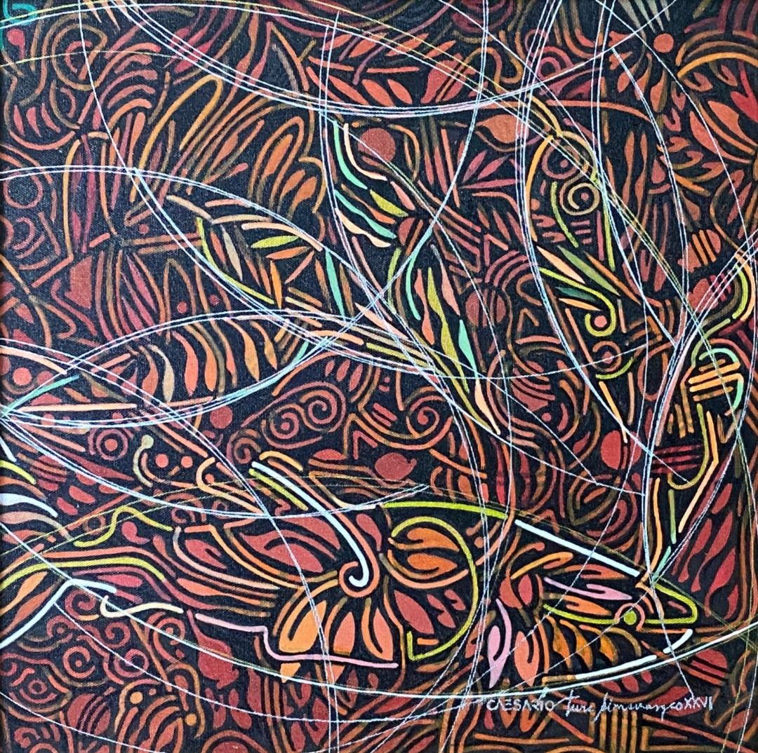 Sacred Earth #26 - Caesario & Turs (Category: Art & Prints) located in Taguig. Submitted by drybrushgallery (Listing ID 1465410074, Image 1). Description: Sacred Earth #26 Caesario & Turs, 2026 Oil and Surfpaint on Canvas Artwork Dimension: 15" x 15" with Certificate of Authenticity PM FOR INQUIRY 0917 565 2917 .