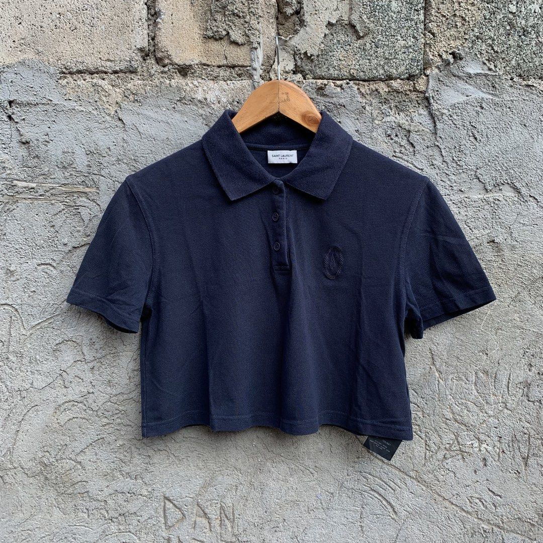 Saint Laurent crop polo womens (Category: Luxury Apparel) located in Manila. Submitted by _thrift.clothes._ (Listing ID 1465480221, Image 1). Description: Size:Medium W:18 L:16 No issue.