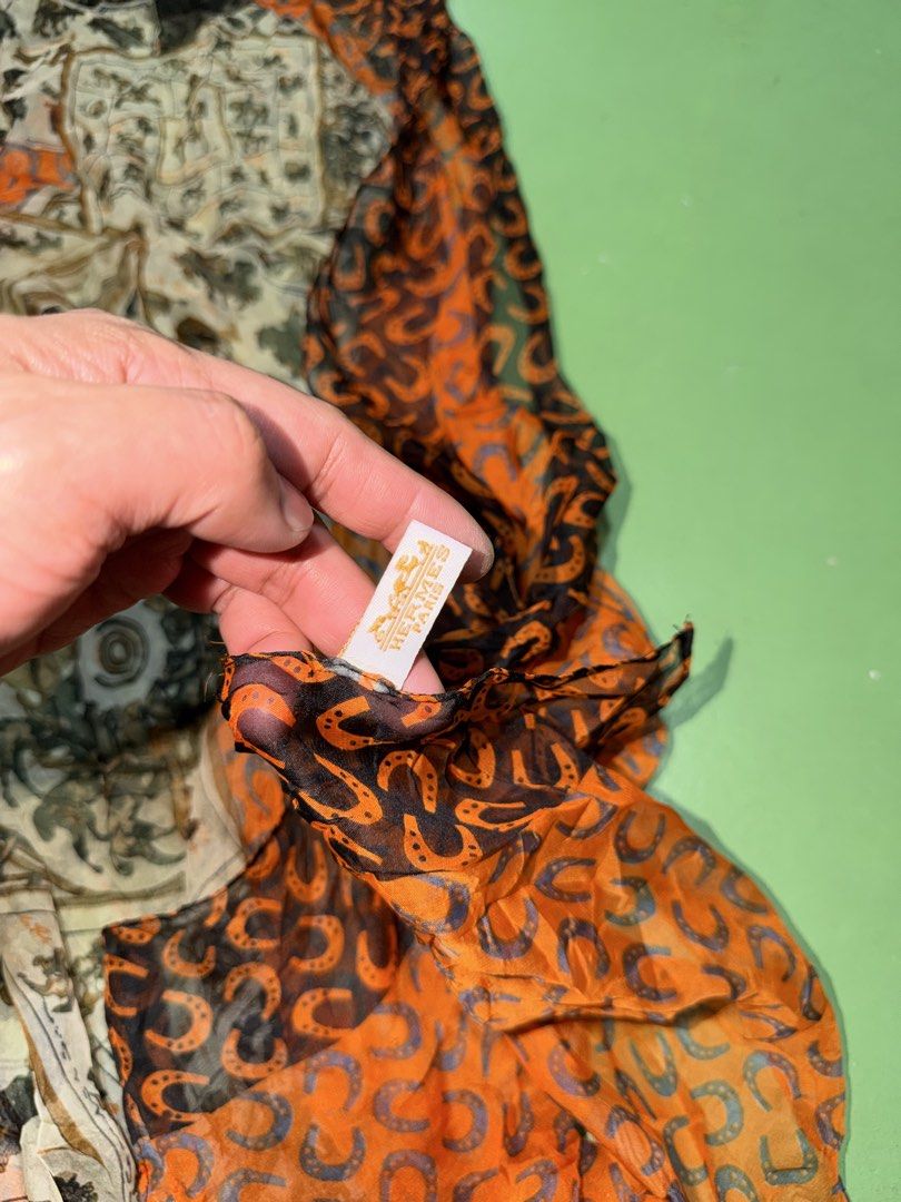 Scarf (Category: Luxury Accessories) located in Pasig City. Submitted by reyeslarry11740 (Listing ID 1465432408, Image 3). Description: For Sale Hermes Silk Scarf Dimension 65.4 x 26 Excellent condition sana Issue see last picture 8.5k Payment 1st Pasig city.