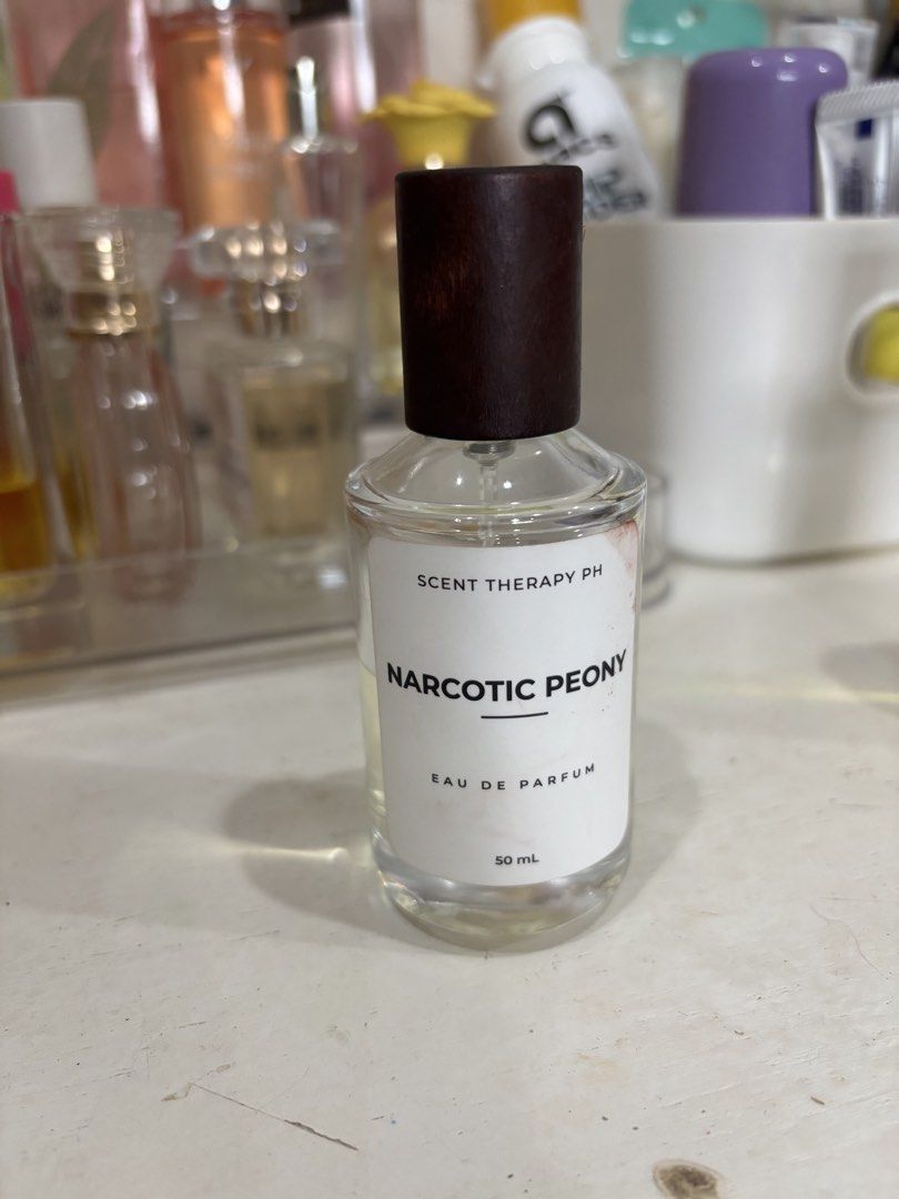 Scent Therapy PH Narcotic Peony Eau de Parfum 50ml (Category: Fragrance & Deodorants) located in Cabadbaran. Submitted by manualrj2491753 (Listing ID 1465387265, Image 1). Description: - Brand/Scents: Scent Therapy PH - Narcotic Peony - Concentration: Eau de Parfum (EDP) - Size: 50 ml - Usage: Roughly 60% juice remaining - RFS: too many perfume and mom does not like the smell so I cannot use it anymore.