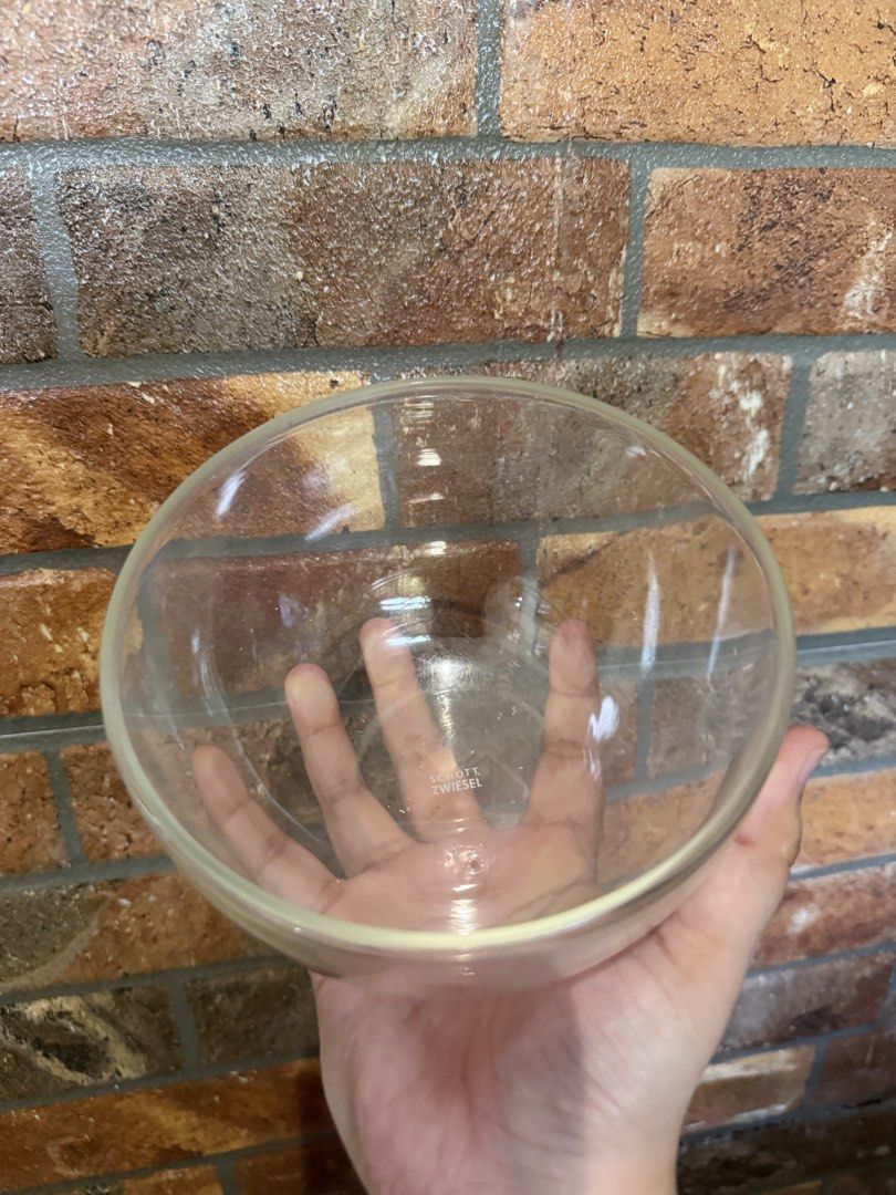 Double Wall Glass Bowl (Category: Vases & Decorative Bowls) located in Quezon City. Submitted by pamelasal51714 (Listing ID 1465401630, Image 2). Description: - Authentic Schott Zwiesel clear glass bowl - Double-wall construction maintains food temperature (hot or cold) and protects hands - Ideal for serving desserts, snacks, or soups - Pristine condition: zero chips or cracks - Shows only light, normal signs of previous handling.