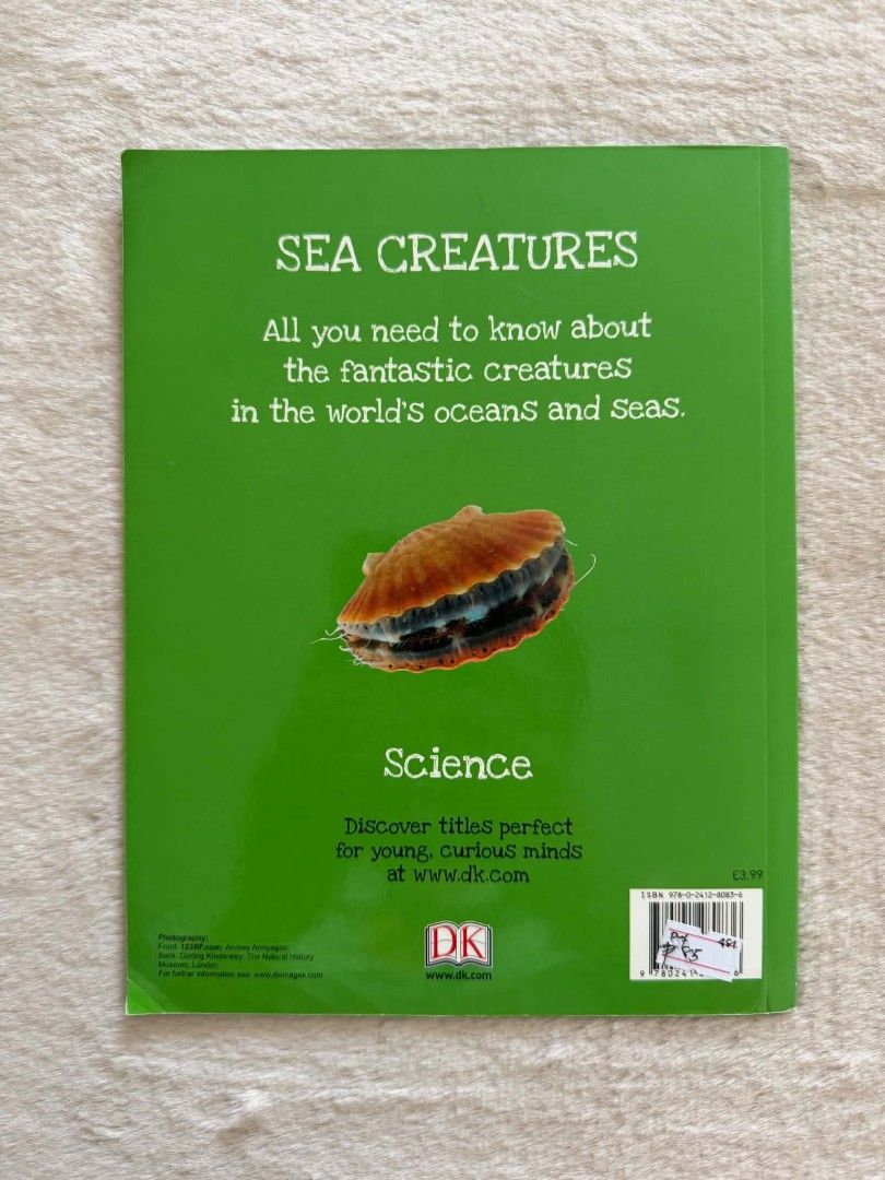 Sea Creatures - DK (Category: Storybooks) located in Santiago. Submitted by bookworm_club (Listing ID 1465427769, Image 2). Description: 📚no cancellation, return or exchange. 📚secondhand books. some books are in good condition while some has minimal flaws (foxing, creases, dog-eared pages, etc.) 📚reasonable haggling is allowed. 💰MOP: For same day pickup - CASH & BANK TRANSFER For shipping or scheduled pickup - BANK TRANSFER 🚚MOD: •Store pick
