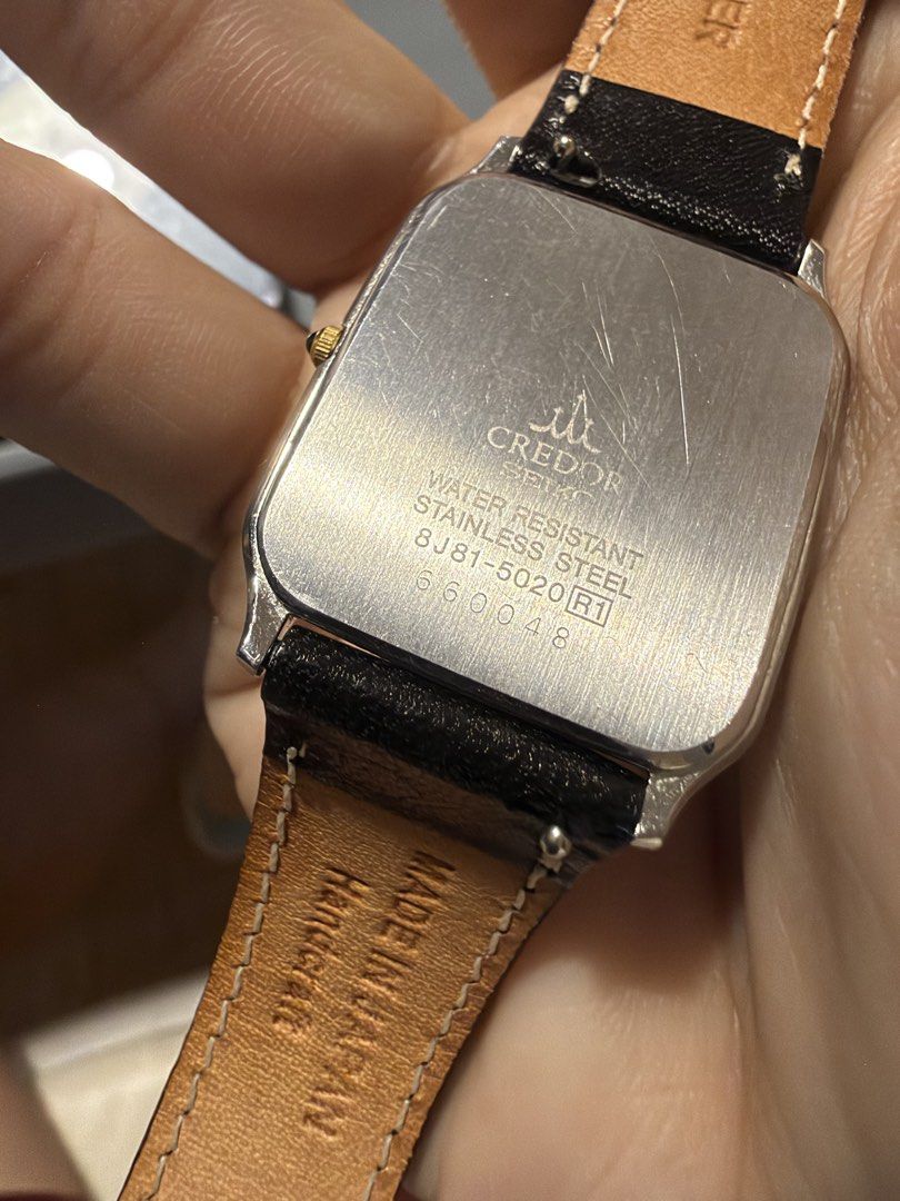 Seiko Credor 8J81-5020 (Category: Luxury Watches) located in Quezon City. Submitted by jmpgutierrez (Listing ID 1465470141, Image 2). Description: Tank Great running condition 28mm x 35mm Will include extra Hirsch dark brown strap.