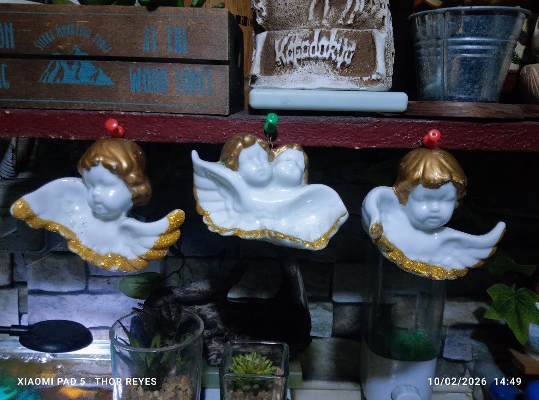 Set of 3 Hanging Glazed Ceramic Cherubims (Category: Wall Decor) located in Valenzuela. Submitted by mighthor0526 (Listing ID 1465435138, Image 3). Description: Measurements on photos provided No issues Payment thru Gcash or Abono by Lalamove rider Delivery by rider or shipping will be shouldered by the buyer Pm me if interested .