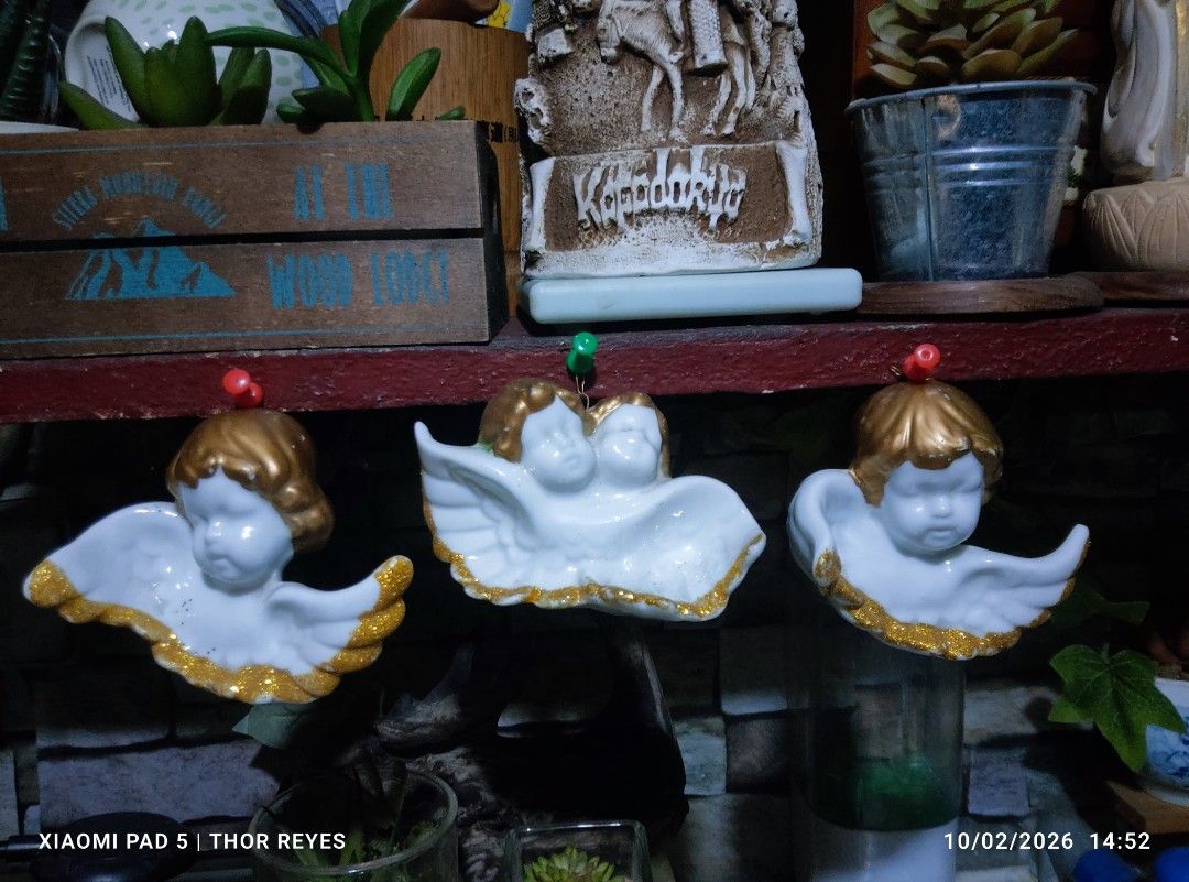Set of 3 Hanging Glazed Ceramic Cherubims (Category: Wall Decor) located in Valenzuela. Submitted by mighthor0526 (Listing ID 1465435138, Image 1). Description: Measurements on photos provided No issues Payment thru Gcash or Abono by Lalamove rider Delivery by rider or shipping will be shouldered by the buyer Pm me if interested .