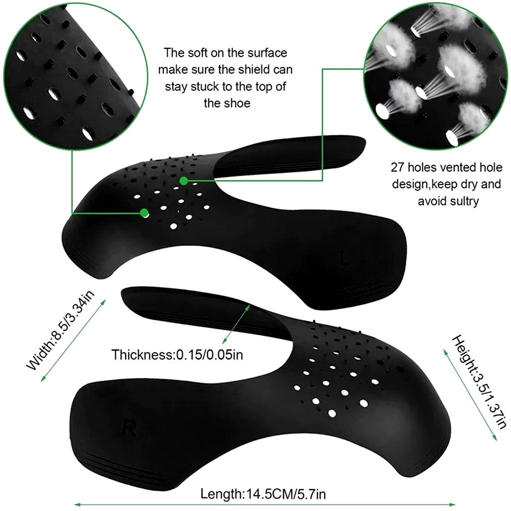 Shoe shield for snicker 2pair (Category: Shoe inserts & accessories) located in Valenzuela. Submitted by diane.35 (Listing ID 1465500693, Image 2). Description: - Brand new and unused in original plastic packaging - Prevents ugly toe creases and keeps sneakers looking fresh - 27 ventilation holes provide breathability and keep feet dry - Anti-slip grip dots prevent sliding inside your shoes - Flexible material can be easily trimmed with scissors 