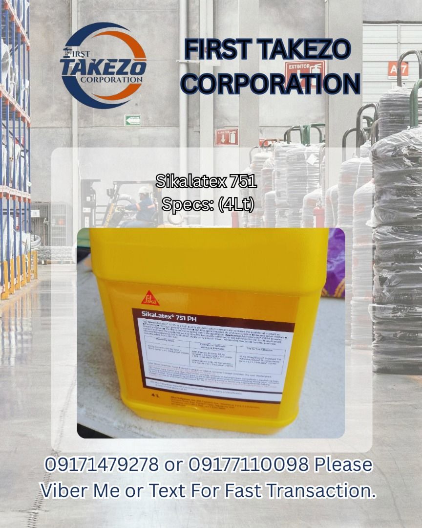 Sikalatex 751 Specs: (4Lt) (Category: Everything Else Others) located in Manila. Submitted by joeyroque09 (Listing ID 1465405862, Image 1). Description: Sikalatex 751 Specs: (4Lt).
