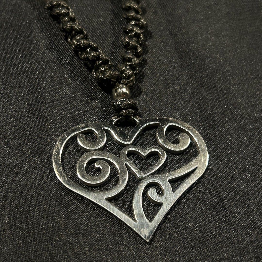 Silver Heart Necklace with Braided Cord (Category: Necklaces) located in Manila. Submitted by sophialeigh (Listing ID 1465521070, Image 2). Description: handmade jewelry - stainless - adjustable - non tarnish 🏷️ alt y2k beads chainmail accessories gothic .