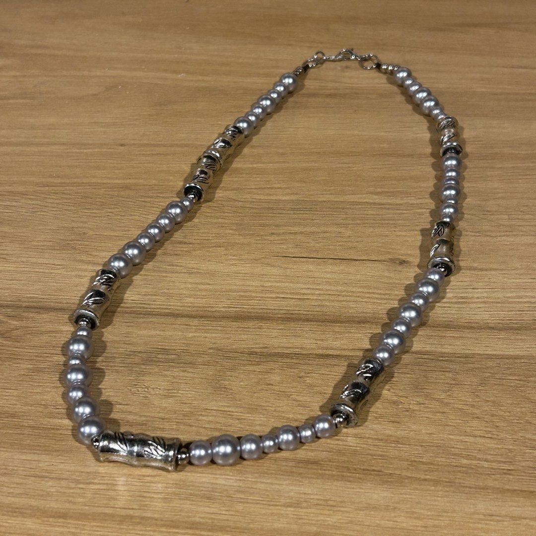 Silver-Tone Beaded Necklace (Category: Necklaces) located in Manila. Submitted by sophialeigh (Listing ID 1465521050, Image 1). Description: handmade jewelry - stainless - adjustable - non tarnish 🏷️ alt y2k beads chainmail accessories gothic .