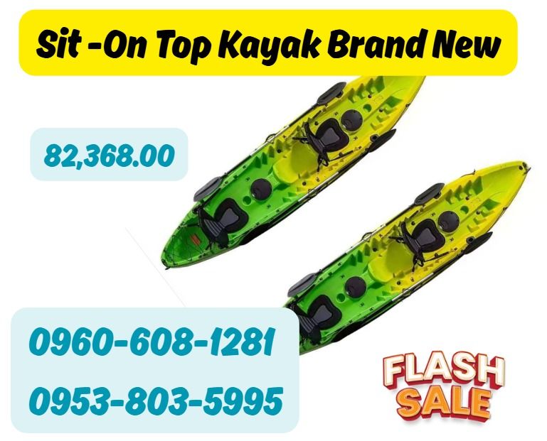 Sit -On Top Kayak Brand New (Category: Hiking & Camping) located in Caloocan City. Submitted by ultimatebi56643 (Listing ID 1465428474, Image 1). Description: ●Type: Sit- On Top ●Size: 370*86*40cm ●Weight: 334kg ●Capacity: 250kg ●Pax: 2+1 persons .