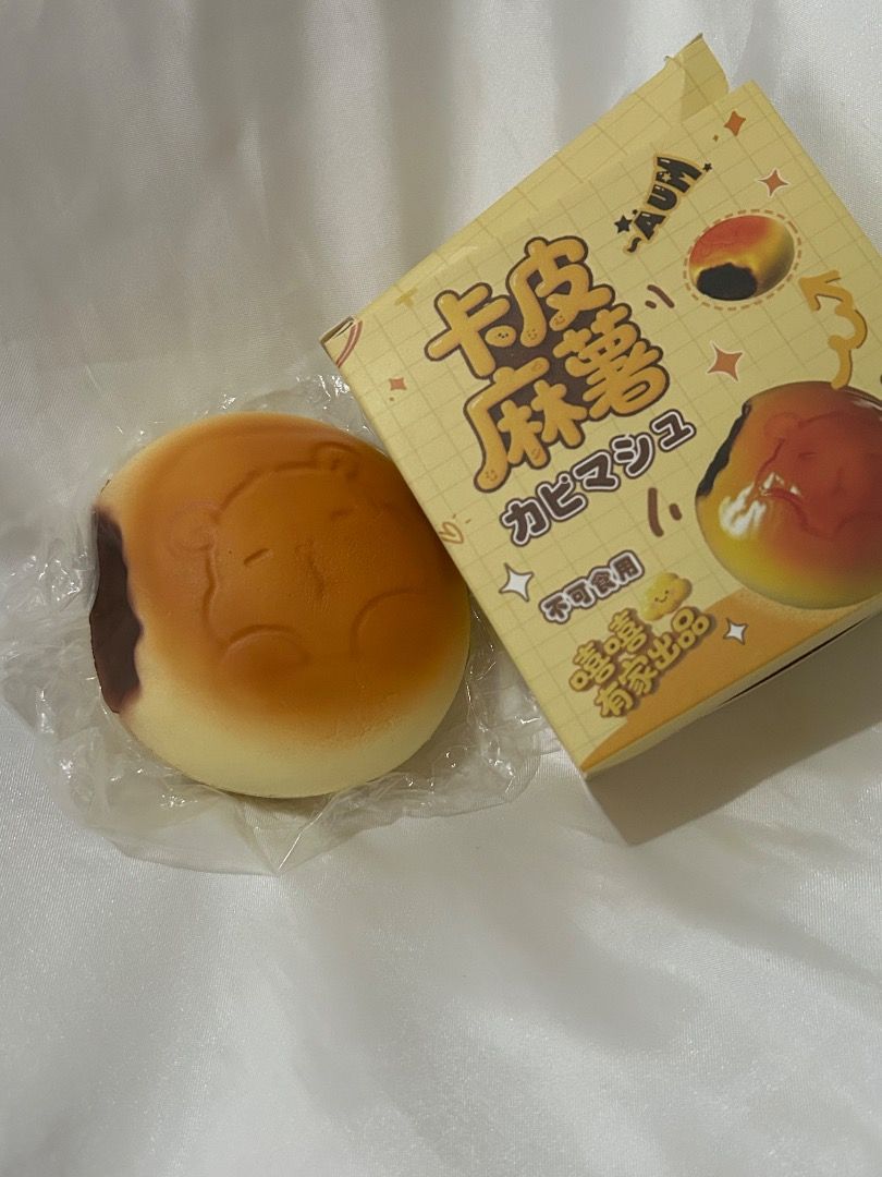 slow rising squishy (Category: Plushies & Soft Toys) located in Morong. Submitted by luv.stellar (Listing ID 1465433949, Image 3). Description: dm for condi! hachimi toast SOLD hk donut and eclair RESERVED capybara bun RESERVED.