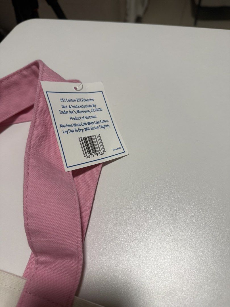Small Trader Joe’s Bag in Pink (Category: Tote Bags) located in Pasig City. Submitted by roadtominimalism09 (Listing ID 1465532862, Image 2). Description: Small size. From US..