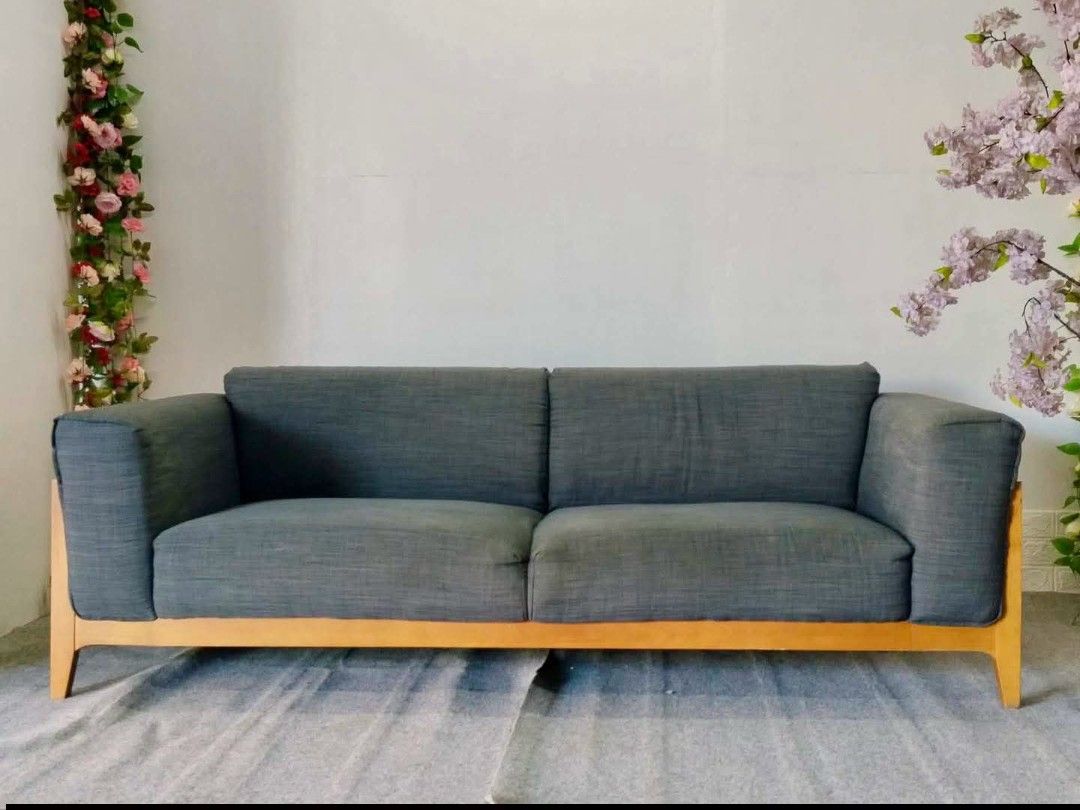 Sofa (Category: Sofas) located in Meycauayan. Submitted by marygracecasimiro (Listing ID 1465454967, Image 3). Description: 3-Seater Sofa Solid Wood Accent 76”L x 33”W x 23”H Php 17,500💜💜.