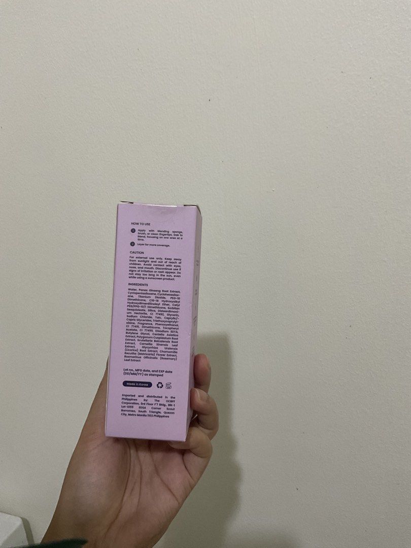 Sola Foundation Primer Natural Beige 30ml (Category: Makeup) located in Manila. Submitted by ejehannah104974 (Listing ID 1465436568, Image 3). Description: - Brand: Sola Foundation Primer - Shade: Natural Beige - Size: 30ml in original box (Made in Korea) - Finish: Ultra-lightweight watery skin tint with 18-hour sweat-proof & transfer-proof coverage - Sun Protection: SPF 50+ PA+++ - Skin Benefits: Infused with Korean black ginseng to brighten ski