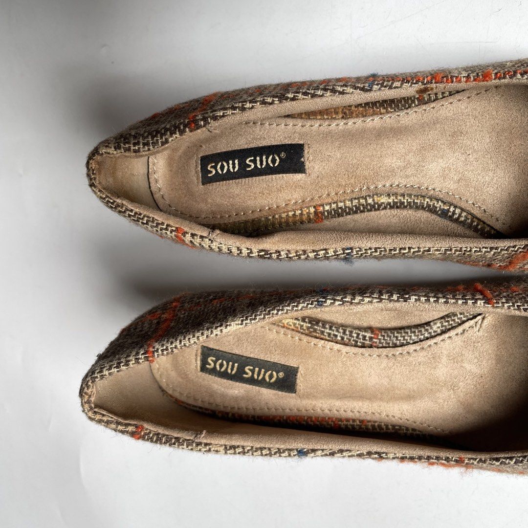 Sousou plaid pointed-toe heels (Category: Flats & Sandals) located in Baguio. Submitted by chronicles_cache (Listing ID 1465424716, Image 3). Description: Size tagged: 38 Condition: Great Issue: None Insole: 9.5 Outsole: 10.5.
