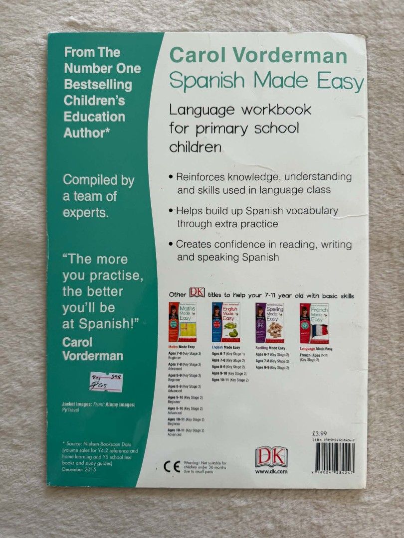 Spanish Made Easy - DK (Category: Storybooks) located in Santiago. Submitted by bookworm_club (Listing ID 1465430925, Image 2). Description: 📚no cancellation, return or exchange. 📚secondhand books. some books are in good condition while some has minimal flaws (foxing, creases, dog-eared pages, etc.) 📚reasonable haggling is allowed. 💰MOP: For same day pickup - CASH & BANK TRANSFER For shipping or scheduled pickup - BANK TRANSFER 🚚MOD: •Store 