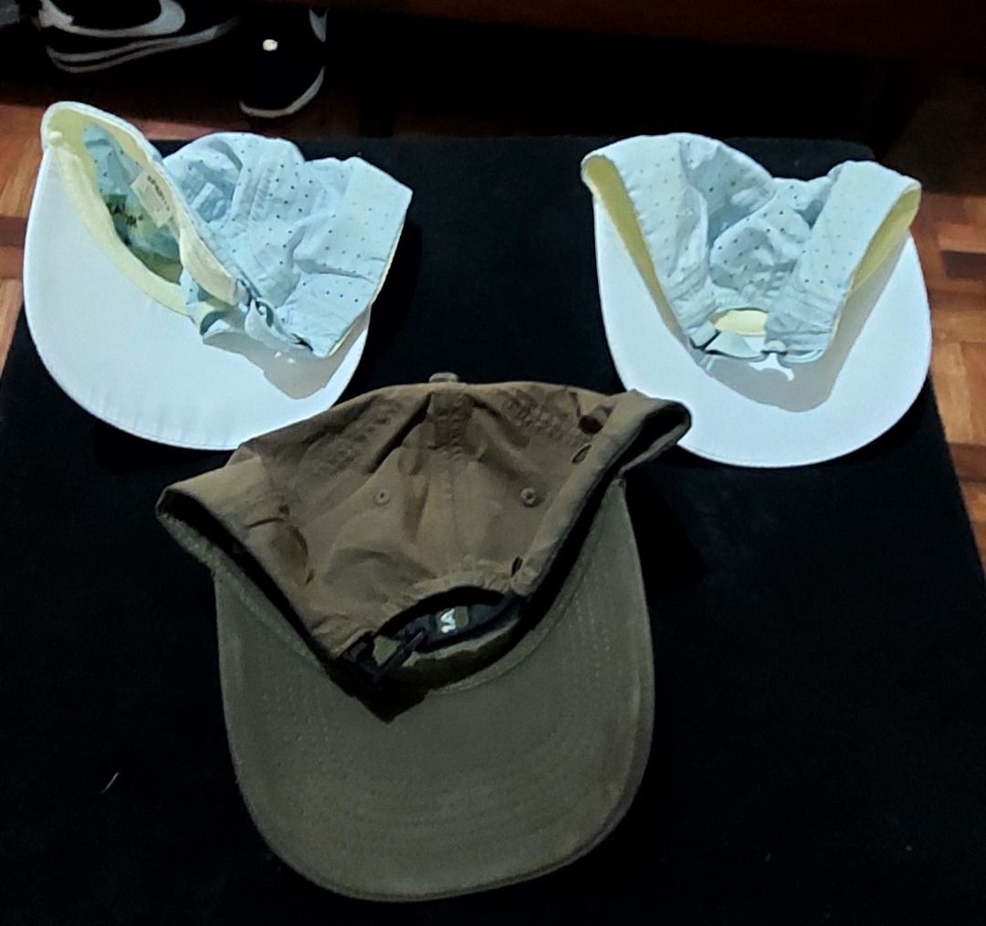 Sprints Running Caps and Atakama Brown Cap Bundle (Category: Caps & Hats) located in Legazpi City. Submitted by street_uniform (Listing ID 1465544578, Image 2). Description: - 180 each. - Bundle of 3 stylish and versatile caps - 2x Sprints running caps: light blue and yellow, breathable dot pattern, white brim - 1x Atakama baseball cap: brown with dark front patch and adjustable back strap - Structured design suitable for sports, workouts, or dai
