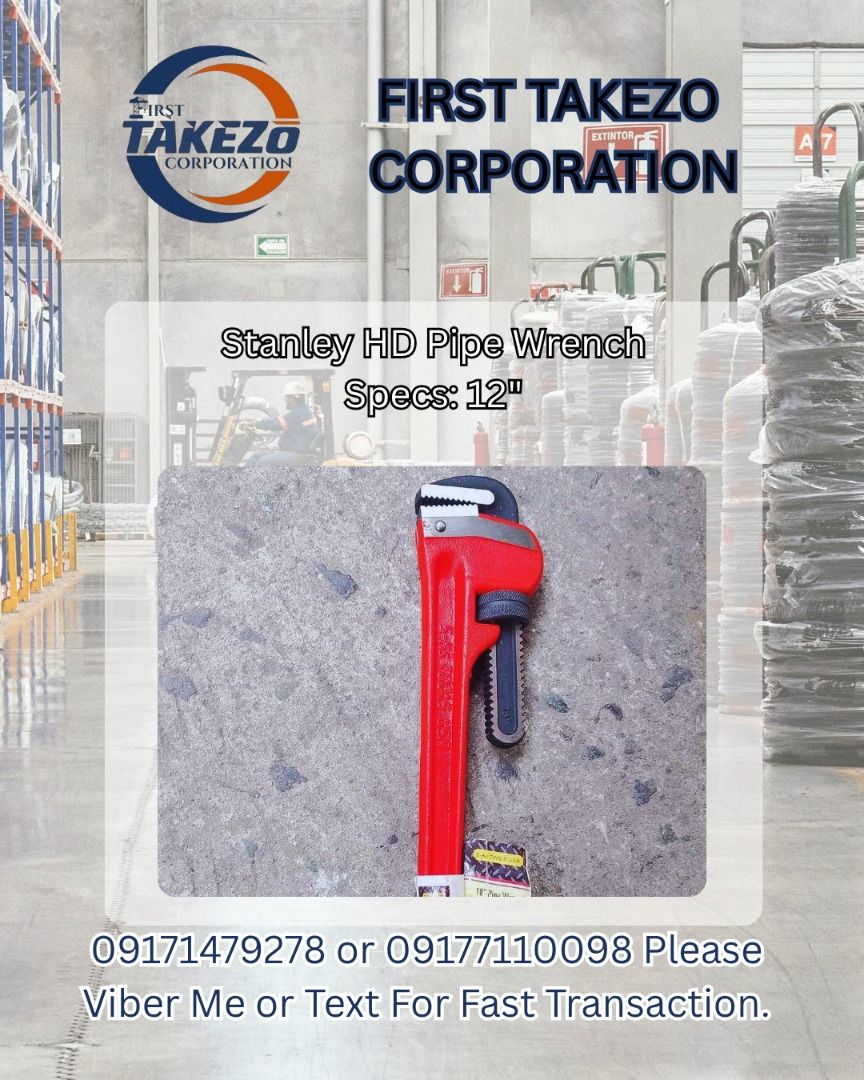Stanley HD Pipe Wrench Specs. 12" (Category: Everything Else Others) located in Manila. Submitted by joeyroque09 (Listing ID 1465398567, Image 1). Description: Stanley HD Pipe Wrench Specs. 12".