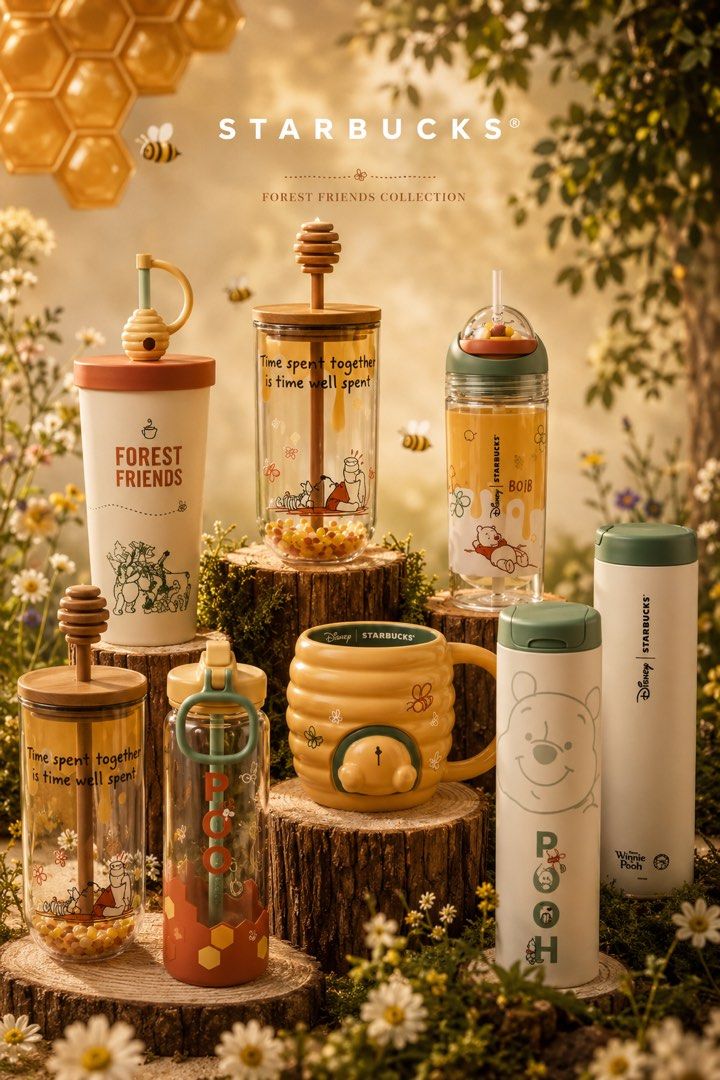 Starbucks x Winnie the Pooh (Category: Water Bottles & Tumblers) located in Quezon City. Submitted by unicornmanila (Listing ID 1465437605, Image 1). Description: 🍯 Starbucks x Winnie the Pooh 🍯 Preorder - ETA Jan-Feb 🍯 50% down payment only .