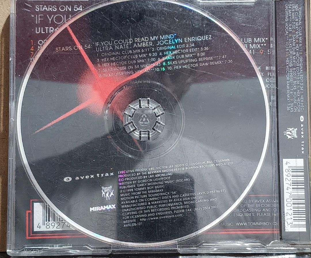 Stars On 54 If You Could Read My Mind CD (Category: CDs & DVDs) located in Manila. Submitted by ruelcabrer77078 (Listing ID 1465433839, Image 3). Description: - Artist: Stars On 54 (Ultra Naté, Amber, Jocelyn Enriquez) - Featured Hit: If You Could Read My Mind (from the Miramax movie '54' soundtrack) - Label/Release: Avex Trax - Tracklist: 10 tracks total, including original mixes and Hex Hector remixes - Condition/Inclusions: Jewel case packagin