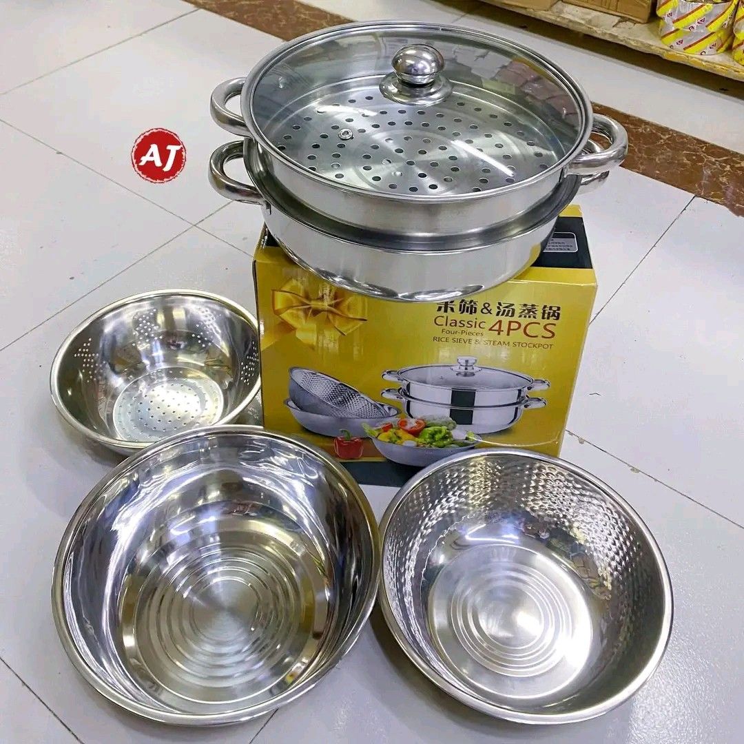 steamer cooking pot (Category: Cookware & Accessories) located in Manila. Submitted by asstditems (Listing ID 1465416169, Image 1). Description: 6pcs Rice Sieve & Steam Stockpot.