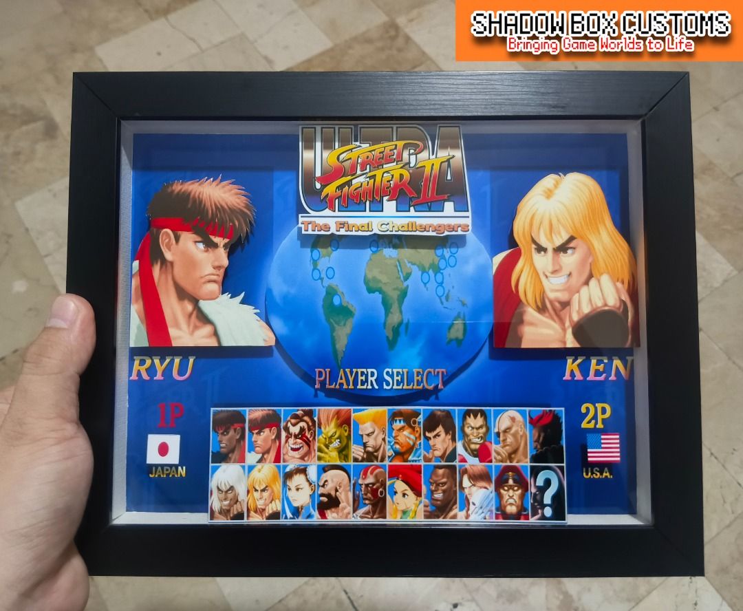 Street Fighter 2 Character Select Shadow Box (Category: Nintendo) located in Quezon City. Submitted by natzuki10 (Listing ID 1465393710, Image 2). Description: Street Fighter 2 Character Select Shadow Box Height: 8 inches Width: 10 inches *Handmade Pixel Shadow Boxes *Accepting Customized Designs *Perfect for Gamers & Collectors #videogames #nintendo #roomdecor #collection #gamer #gift.