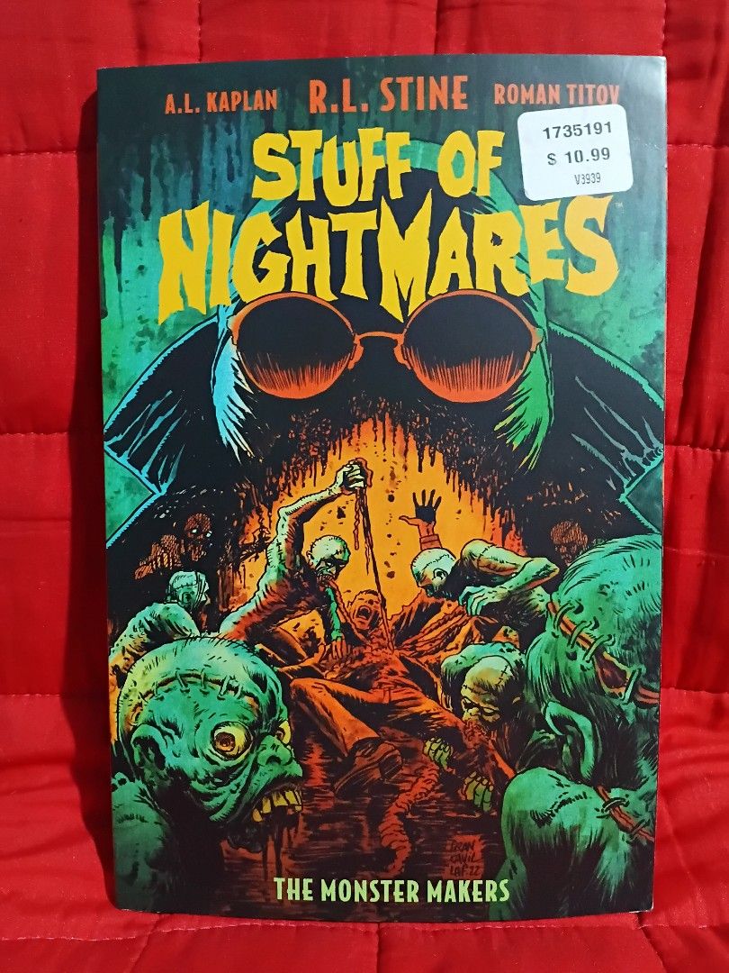 Stuff of Nightmares: The Monster Makers Comic Book (Category: Comics & Manga) located in Manila. Submitted by krishna_ayanami (Listing ID 1465439640, Image 1). Description: - Title: Stuff of Nightmares: The Monster Makers - Creator: Written by R.L. Stine, art by A.L. Kaplan and Roman Titov - Publisher: Boom! Studios - Condition: Great collectible condition with original price tag attached on the cover - Features: Vibrant and striking horror artwo