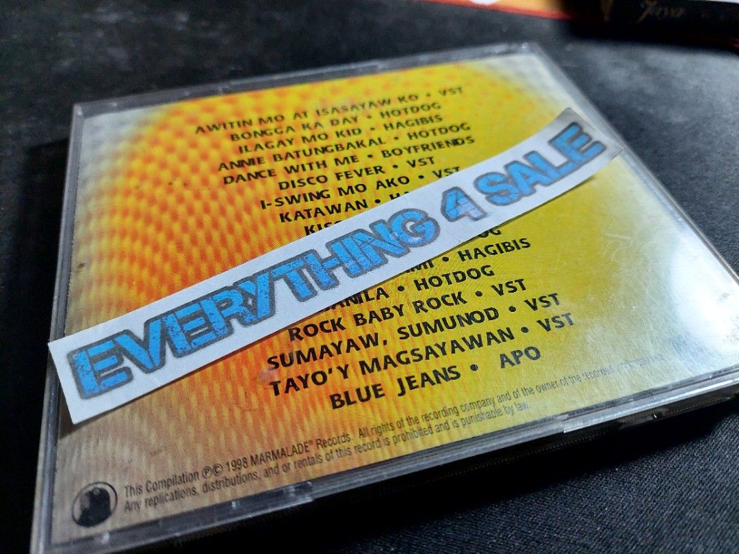 Sumayaw, Sumunod 1998 Marmalade Records Compilation CD (Category: CDs & DVDs) located in Manila. Submitted by everythings4sale (Listing ID 1465492273, Image 2). Description: Original Mint Condition Sumayaw Sumunod CD Compilation Also selling my digital CD collection from original CDs (thru download link also available) Not using them anymore Used them before in my Online Radio Station / DJ Gigs Minimum of P500 per transaction. P150 to 300 per har