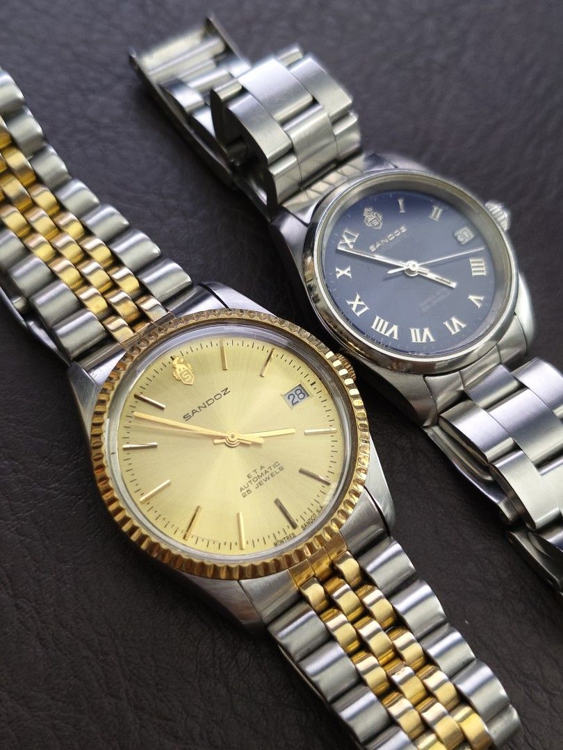 Swiss Vintage Sandoz Automatic Watch (Category: Luxury Watches) located in Tarlac. Submitted by irishign0593824 (Listing ID 1465529351, Image 2). Description: for sale! pre-owned vintage watch. Vintage Sandoz Two-tone Datejust Vintage Sandoz Blue Roman Dial Automatic ‎⚠️ Disclaimer: This is a vintage pre-owned watch and shows normal signs of use. Please manage expectations before purchasing. As is where is. ‎ ‎Tarlac city area or can do shipping 
