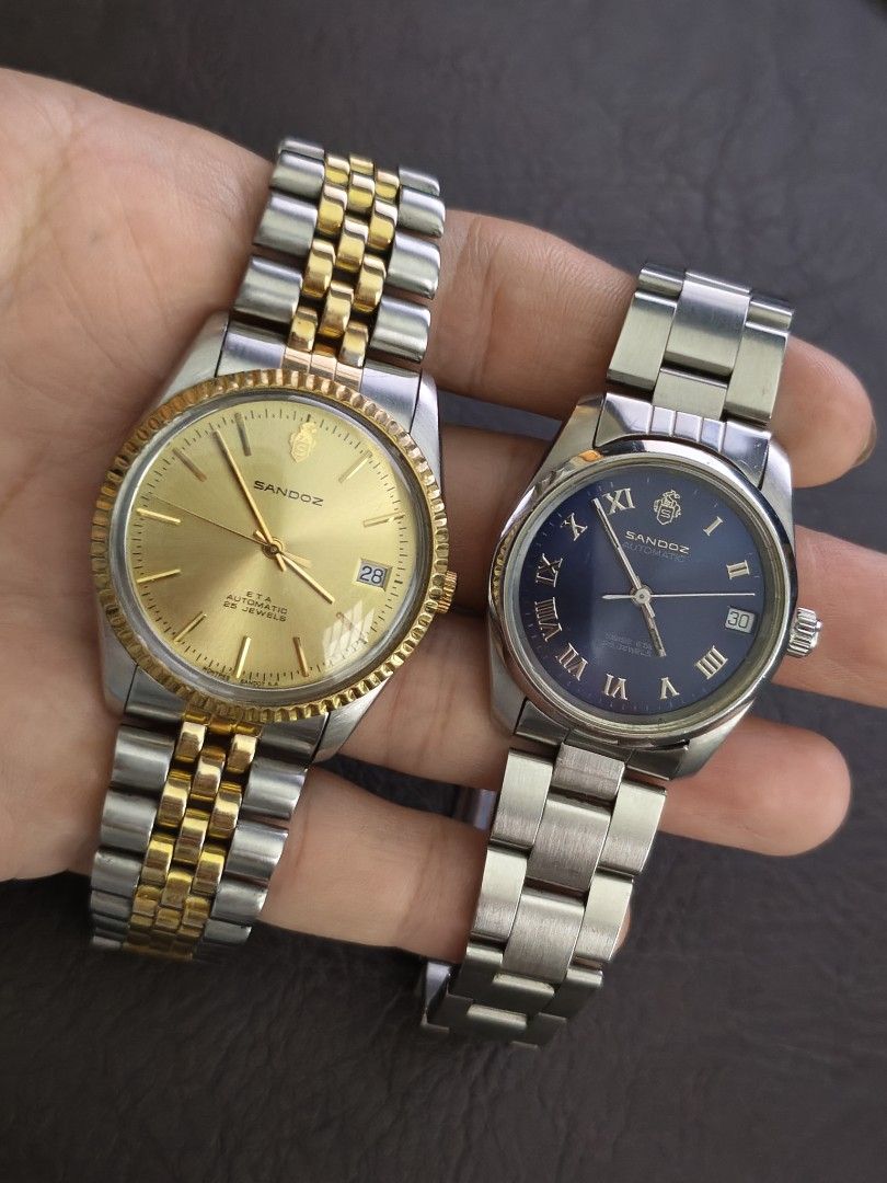 Swiss Vintage Sandoz Automatic Watch (Category: Luxury Watches) located in Tarlac. Submitted by irishign0593824 (Listing ID 1465529351, Image 1). Description: for sale! pre-owned vintage watch. Vintage Sandoz Two-tone Datejust Vintage Sandoz Blue Roman Dial Automatic ‎⚠️ Disclaimer: This is a vintage pre-owned watch and shows normal signs of use. Please manage expectations before purchasing. As is where is. ‎ ‎Tarlac city area or can do shipping 
