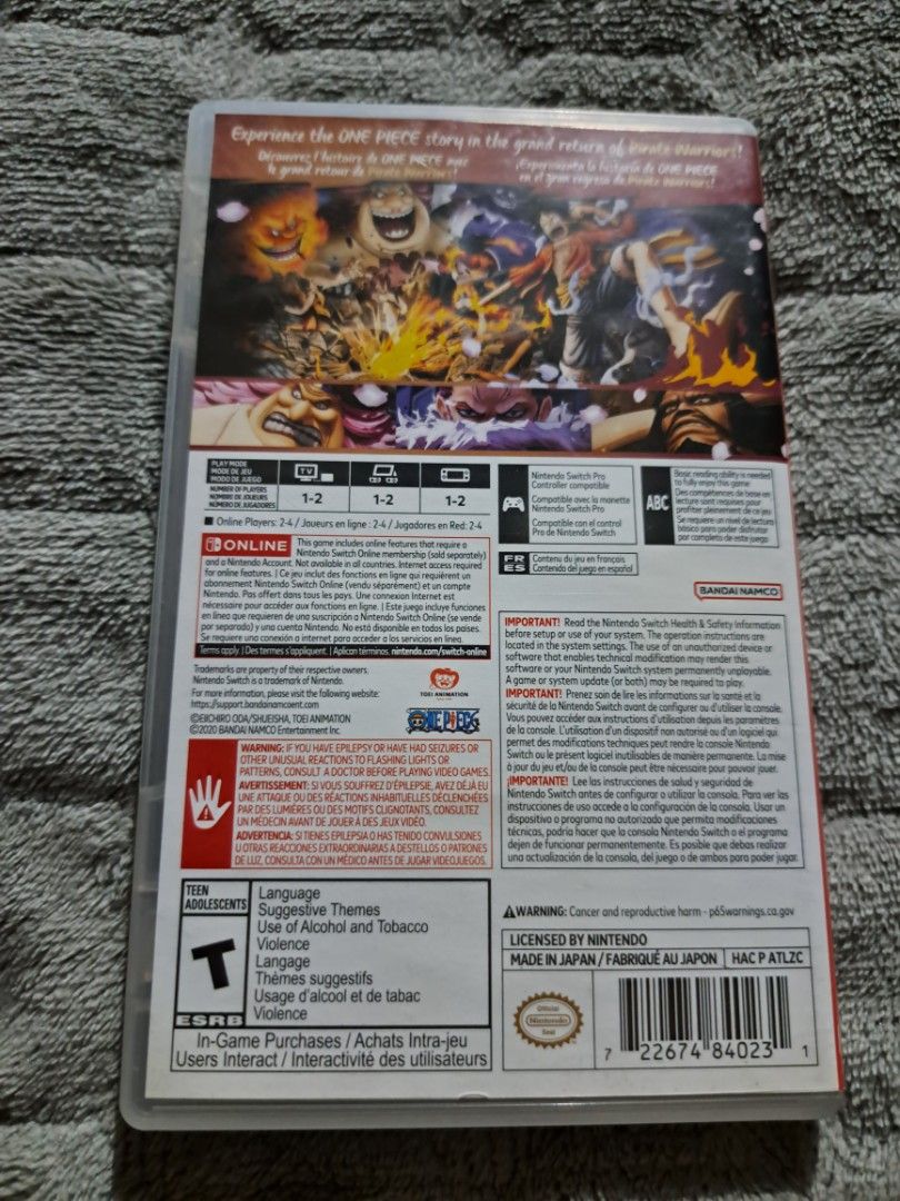 Switch Game One Pirce Pirate Warrior 4 (Category: Nintendo) located in Quezon City. Submitted by epic_shockwave8thundersto (Listing ID 1465445174, Image 2). Description: Price-1,200 Good condition,working test all u want sa meet up Location:SM Fairview,Fairview Center Mall,Ever Commonwealth.