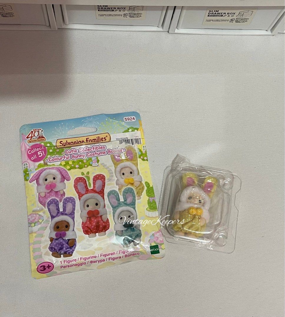 Sylvanian colorful bunny costume (Category: Designer & Blind Box Toys) located in San Fernando. Submitted by thevintagekeepers (Listing ID 1465408541, Image 1). Description: 💫fresh pull 💫complete packaging 💫RFS not my prio Ship via J&T.