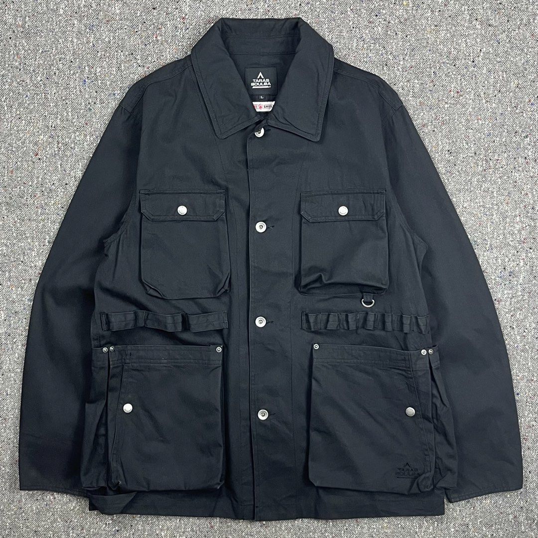 Taras Boulba Fireshield Charcoal Coverall Jacket (Category: Coats, Jackets and Outerwear) located in Zamboanga. Submitted by rag_20 (Listing ID 1465548131, Image 1). Description: Taras Boulba Fireshield Charcoal Coverall Jacket featuring multiple utility flap pockets designed for outdoor activities like campfire cooking. This natural cotton-blended textile is treated with flame-retardant and anti-static properties. utility-focused multi-pocket la