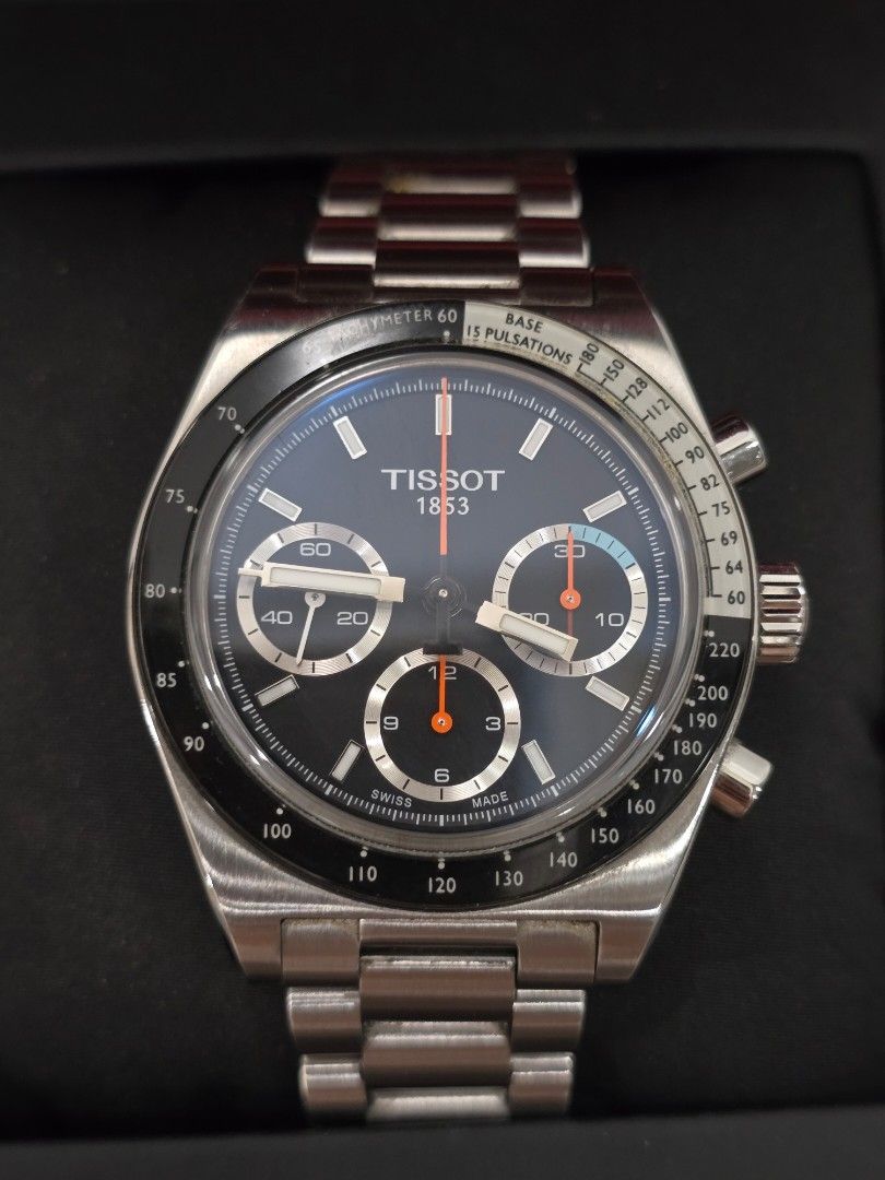 Tissot PR516 (Category: Luxury Watches) located in Quezon City. Submitted by alvinsy8000 (Listing ID 1465503177, Image 2). Description: Tissot PR516 Mechanical Chronograph (Ref. T149.459.21.051.00). 41 mm dial Key Features & Details: * Movement: Swiss manual-winding mechanical movement (Caliber Valjoux A05.291). * Case Size: 41 mm diameter, 316L stainless steel. * Dial: Black dial with blue accent details, Super-LumiNova® coated hands and indices
