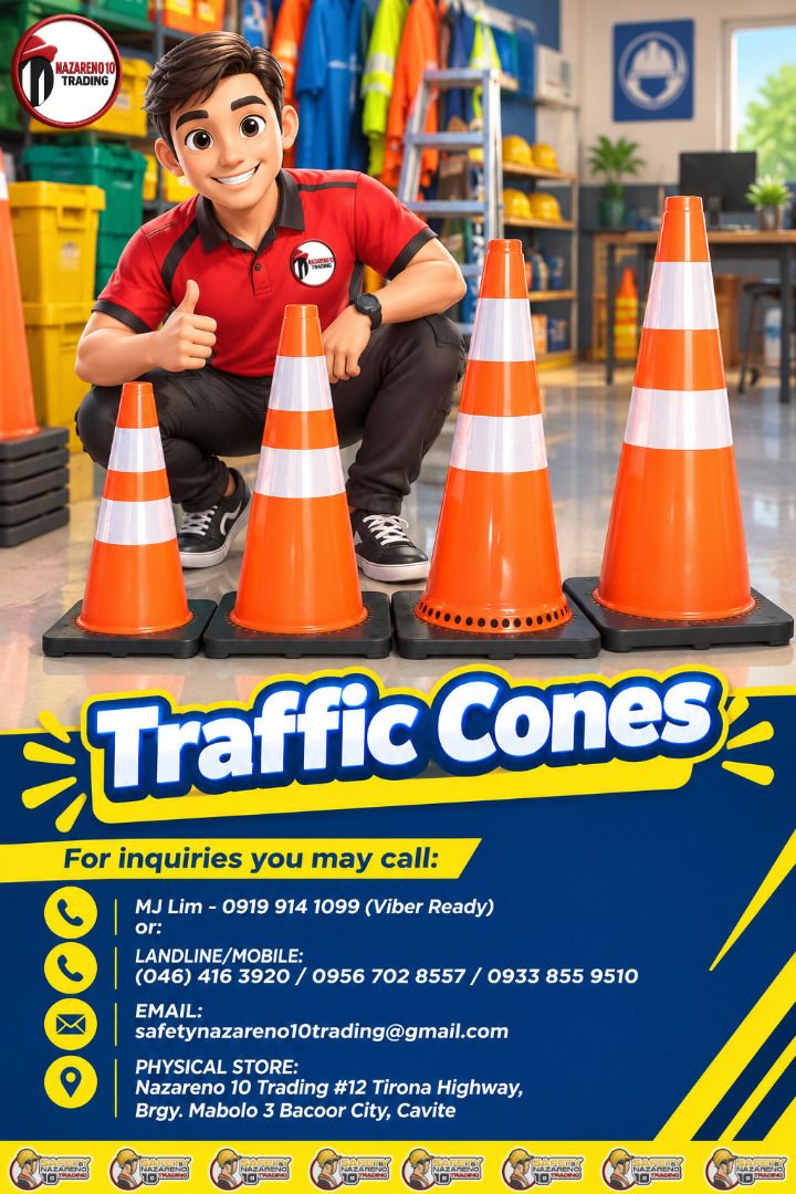 Traffic Cones (Rubber/Black Base) (Category: Looking For) located in Bacoor. Submitted by zealmountain-375a (Listing ID 1465442047, Image 1). Description: High Density Premium Grade PVC High Visibility With Reflective Collar Full Rubberized Weighted Black Base Sizes/Height: 18"- 28"- 30" - 36".