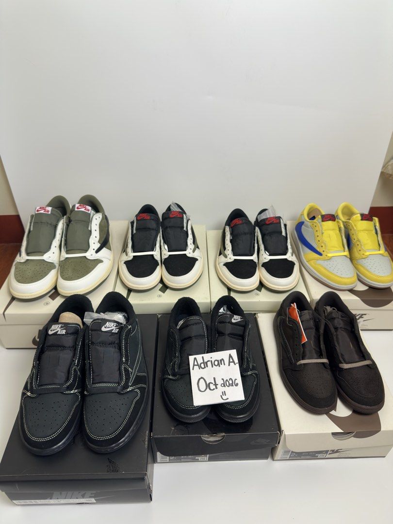 Travis Scott Nike Air Jordan 1 Low Collection (Category: Sneakers) located in Taguig. Submitted by rossneaker (Listing ID 1465407250, Image 1). Description: Selling ALL BRANDNEW / COMPLETE - ALL NEGO PM ME YOUR OFFERS J1 low x Travis Scott “Velvet Brown” Size 2y (21cm) - Local Release 7k J1 low x Travis Scott “Black Phantom” Size 2y (21cm) - 11k 6Mens (7.5wmns) - 43k Both local release J1 low x Travis Scott “Yellow Canary” Size 6.5 wmns - Local R