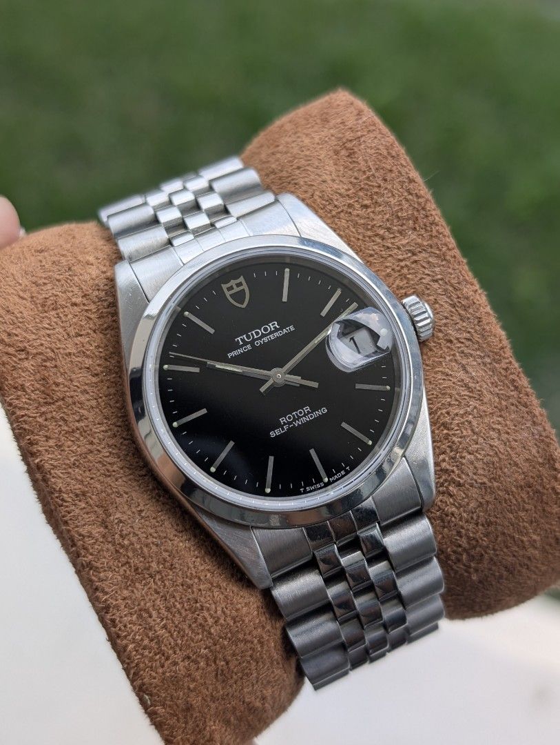 Tudor Prince Oysterdate 34mm (Category: Luxury Watches) located in Valenzuela. Submitted by watchdmd (Listing ID 1465529679, Image 3). Description: Selling this vintage Tudor Oyster Date 34mm Circa: 1990s Ref: 74000N 34mm Rare black dial Sapphire crystal Solid jubilee bracelet Recently serviced Comes with original bracelet (fits wrists up to 6.5"), 214 leather strap and a travel case..