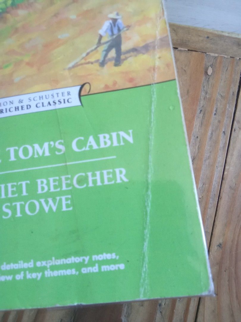 Uncle Tom's Cabin Harriet Beecher Stowe Simon & Schuster Enriched Classic (Category: Storybooks) located in Pasig City. Submitted by teebeedeee (Listing ID 1465565167, Image 2). Description: - Title: Uncle Tom's Cabin - Author: Harriet Beecher Stowe - Edition: Simon & Schuster Enriched Classic (includes notes, key themes, and commentary) - Format: Paperback - Condition: Fair reading copy with foxing and tanning along page edges, cover creases, an